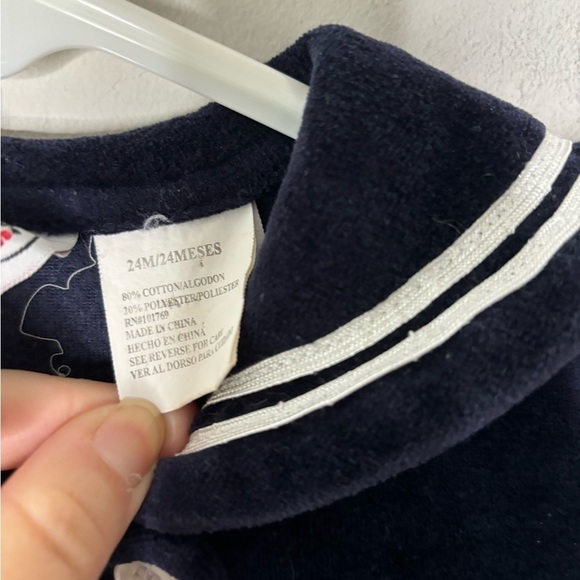 Good lad vintage baby girl navy blue and white velvet dress size 24M - Picture 4 of 7